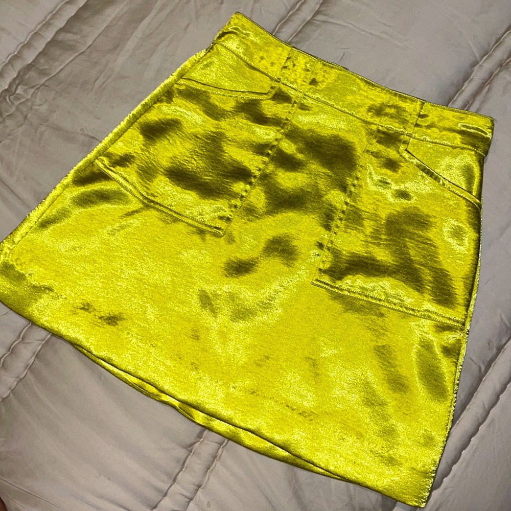 Shiny Yellow Mini Skirt